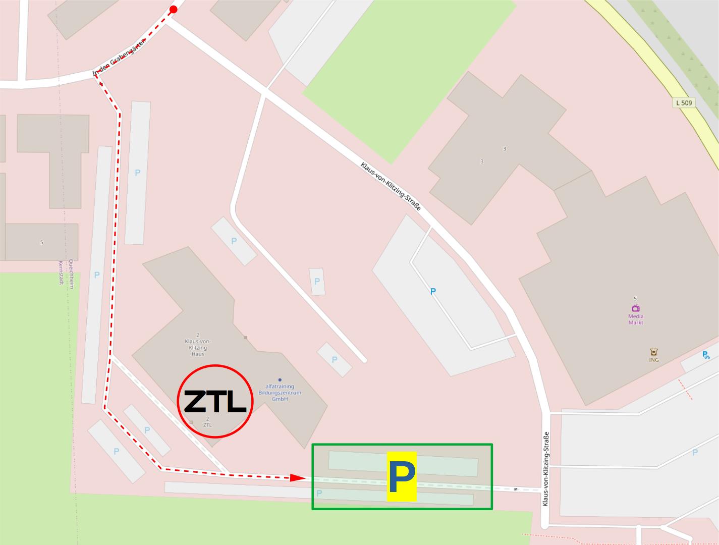 Lageplan Anfahrt und Parkplatz ZTL